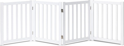 LZRS 2-Panel Wooden Free Standing Foldable Dog Gate Indoor – Solid Hardwood 24" High, Step-Over Safety Pet Gate for Doorways, Stairs & Small Spaces - Indoor Use, White