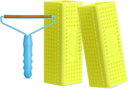 Honeydak 3 Pieces Hair Remover Tool Dog Hair Remover Pro Silicone Cleaner Brush Roller Fuzz Hairball Brush for Carpet Rake, Car Mat, Couch, Pet Bed, Clothes