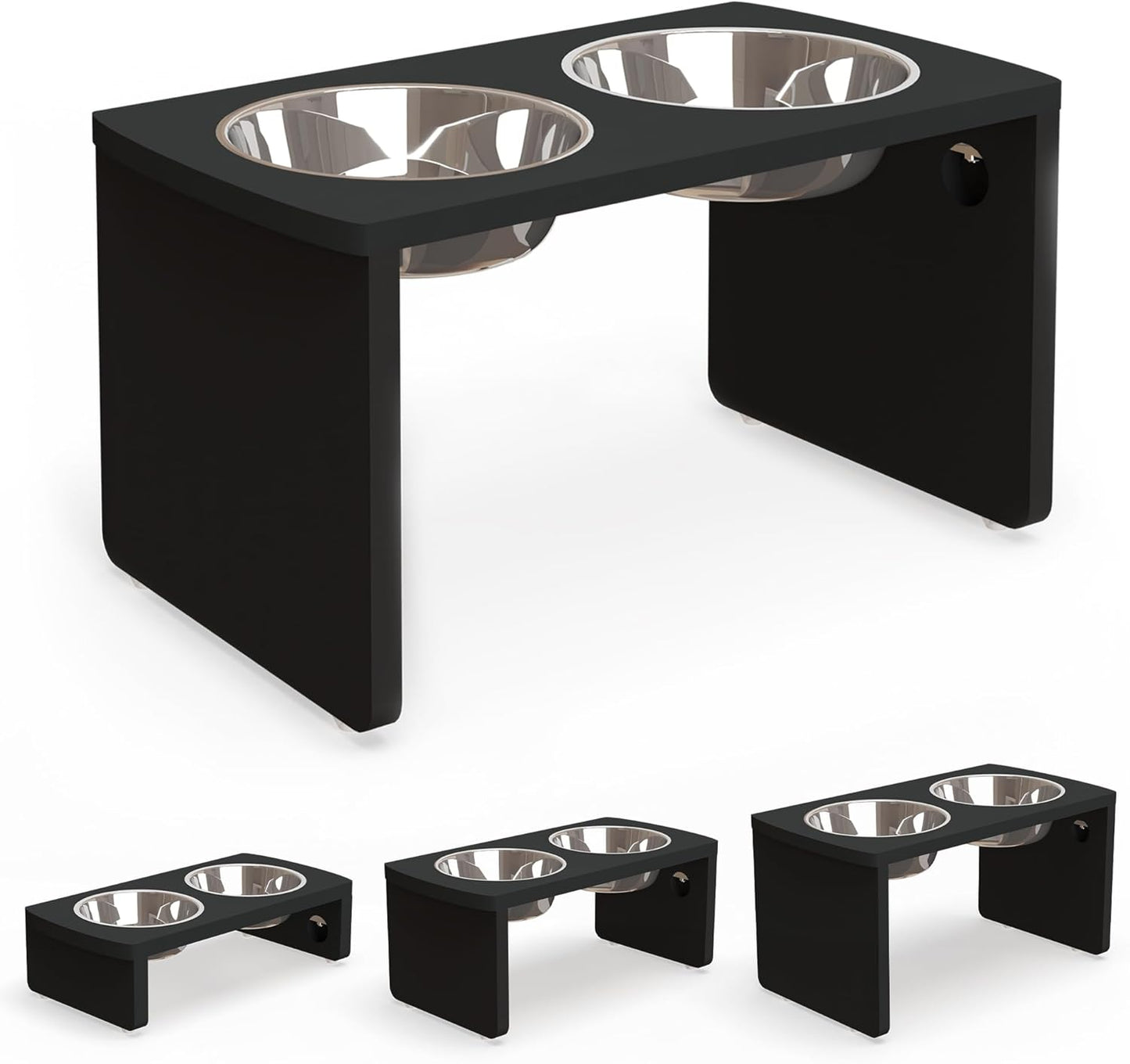 Elevated Dog Bowls, Bamboo Raised Dog Bowl for Medium Dogs, with 2 Stainless Steel Bowls (7'' Tall-40 oz Bowl)