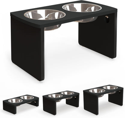Elevated Dog Bowls, Bamboo Raised Dog Bowl for Medium Dogs, with 2 Stainless Steel Bowls (7'' Tall-40 oz Bowl)