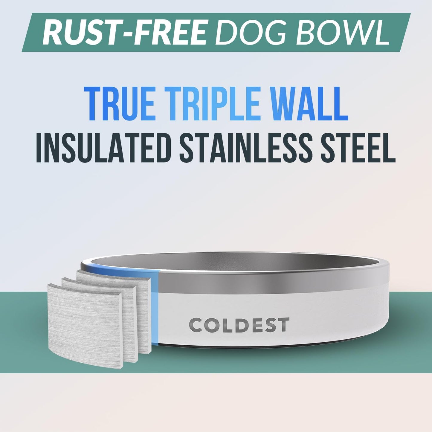 Coldest Dog Bowl - Anti Rust Metal, Non Slip, 3 Layers Insulated Stainless Steel Dog Bowls - Spill Proof & Heavy Duty - Water Bowl for Dogs, Cats & Pets, Dish Washer Safe (21 oz, Stealth Black)