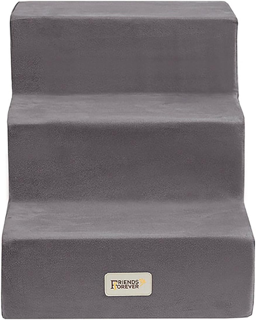 Friends Forever Milo Folding Dog Stairs for Indoor, Premium Foam Pet Steps, Safe, Comfortable Ladder, Helpful Ramp for Smaller and Older Pets, Machine Washable Removable Cover, 2 steps, Cocoa