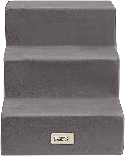 Friends Forever Milo Folding Dog Stairs for Indoor, Premium Foam Pet Steps, Safe, Comfortable Ladder, Helpful Ramp for Smaller and Older Pets, Machine Washable Removable Cover, 2 steps, Cocoa
