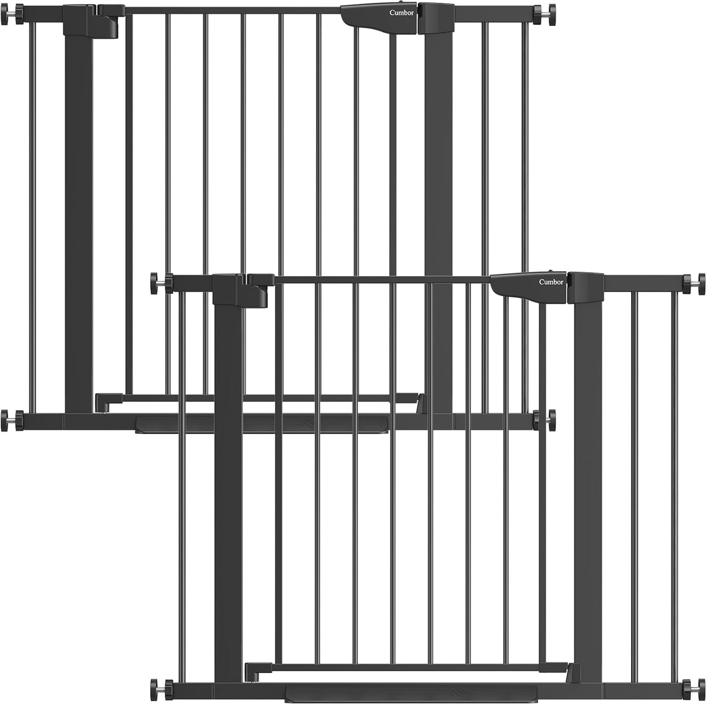 Cumbor 36.6-64" Extra Wide Baby Gate for Stairs, Dog Gates for Doorways, Auto-Close Pet Gate Indoor, Pressure Mounted Walk Through Safety Child Gate for Kids Toddler, Tall Pet Puppy Fence Gate, Brown