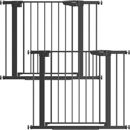 Cumbor 36.6-64" Extra Wide Baby Gate for Stairs, Dog Gates for Doorways, Auto-Close Pet Gate Indoor, Pressure Mounted Walk Through Safety Child Gate for Kids Toddler, Tall Pet Puppy Fence Gate, Brown