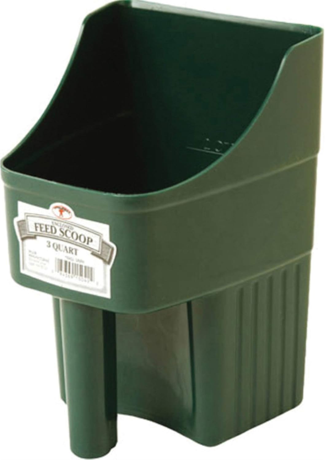 Little Giant® Plastic Enclosed Feed Scoop | Heavy Duty Durable Stackable Horse Feed Scoop with Measure Marks | Livestock Hand Scooper | 3 Quart