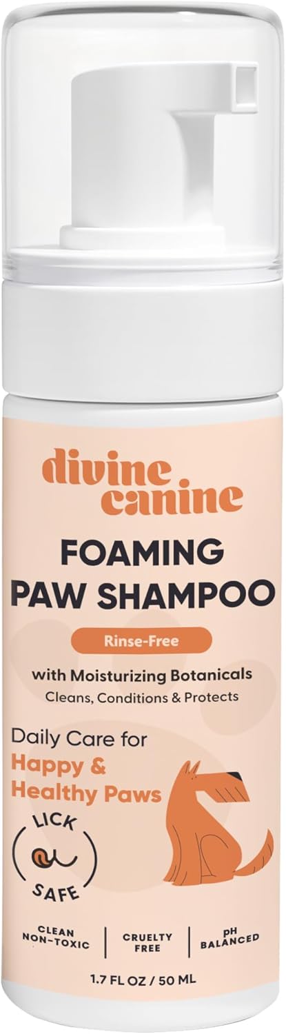 Foam Dog Paw Cleaner - Alcohol Free Foaming Paw Sanitizer Spritz - Made with Coconut, Aloe, Copaiba Oil, and Lemongrass Oil to Nourish and Clean Paws - Made in The USA (1.7 Fl Oz)