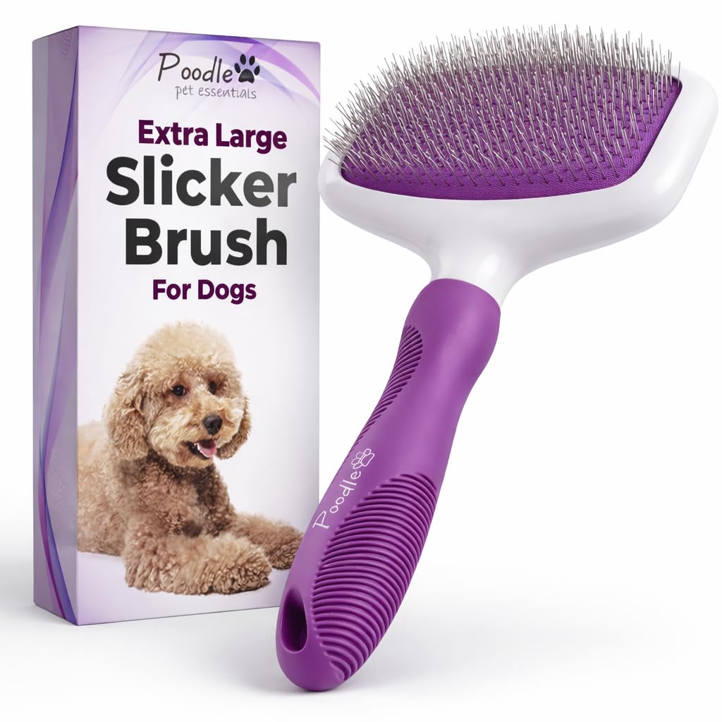 Poodle Pet Slicker Brush - For Dogs, Cats, Rabbits - Matted/Loose Fur, Knots - Suitable for Doodle/Goldendoodle Grooming and Shredding Short/Long Hair