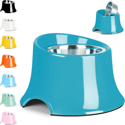 Tilted Elevated Dog Bowls Non-Slip & Non-Spill Pet Feeder with Elevated Detachable Melamine Stand, High Capacity Tilted Dog Bowl for Medium Small Size Dogs M/2 Cup Black