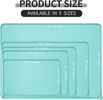 Reopet Waterproof Pet Feeding Mat, Non-Slip Silicone Placemats for Dog Cat Food and Water Bowl, High Raised Edges to Prevent Spills and Protect Floors