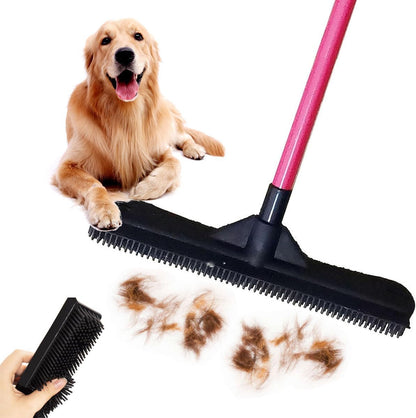 Pet Hair Remover Broom, Multifunctional Magic Broom, Rubber Broom Pet Hair Remover, Heavy Duty Pets Hairs Remove, Pets Hairs Removal Brooms for Carpets/Mats/Couch, Retractable (Red)