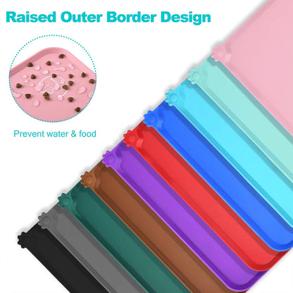 Silicone Waterproof Dog Cat Pet Feeding Mats, Non Slip, Easy Clean Pet Dog Cat Bowl Mats Placemat (18.5" x 11.5") Green
