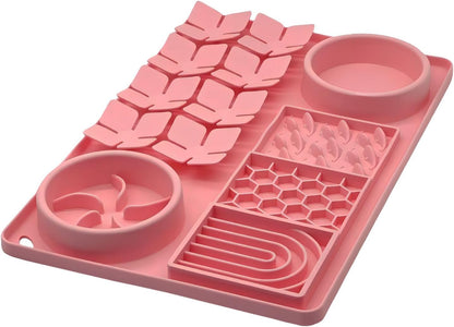Slow Feeder Bowl, Silicone Lick Mat with Suction Cups for Dog Cat, Snuffle Mat for Pet Smell Training, Puzzle Toys for Bored Puppy, Interactive Sniff Mat for Slow Eating and Keep Busy, Green