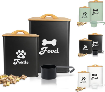 Dog Treat Container 2PCS, Dog Food Storage Container with Lids Airtight, Dog Treat Jars for Kitchen Counter-7+3Lbs, Small Dog Cookie Jar for Storage, (Upgraded) White