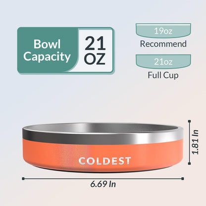 Coldest Dog Bowl - Anti Rust Metal, Non Slip, 3 Layers Insulated Stainless Steel Dog Bowls - Spill Proof & Heavy Duty - Water Bowl for Dogs, Cats & Pets, Dish Washer Safe (21 oz, Stealth Black)