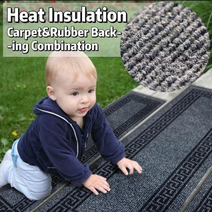 Aucuda 8.5" x 30" Outdoor Stair Treads for Dogs on Wooden Steps Spring, Non Slip Stair Runner Rug Heat Insulation Rubber Backing, Frame Staircase Mat Carpet for Indoor Grip Farmhouse. (6pcs)