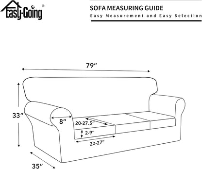 Easy-Going 100% Dual Waterproof 4 Pieces Stretch Soft Couch Cover for Dogs, Sofa Slipcover for 3 Separate Cushion Couch Leakproof Furniture Protector for Kids, Pets Dark Gray