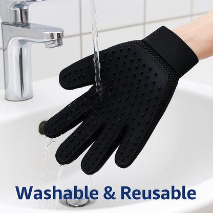 Limpet Grooming Glove- Hair remover gloves- Gentle shedding brushes for dogs, cats & horses (1 pair) (Blue)