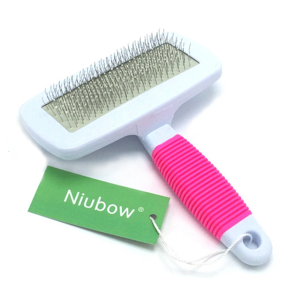 Professional Quality Pet Slicker Brush with Coated Pin Tips for Dogs & Cats - Gently Removes Mats & Loose Dead Hair Easily (Small, Green)