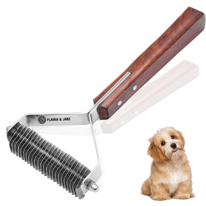 Flamia & Jabz Undercoat Rake for Dogs & Cats, Dematting Grooming Stripper Tool (14 Blades)