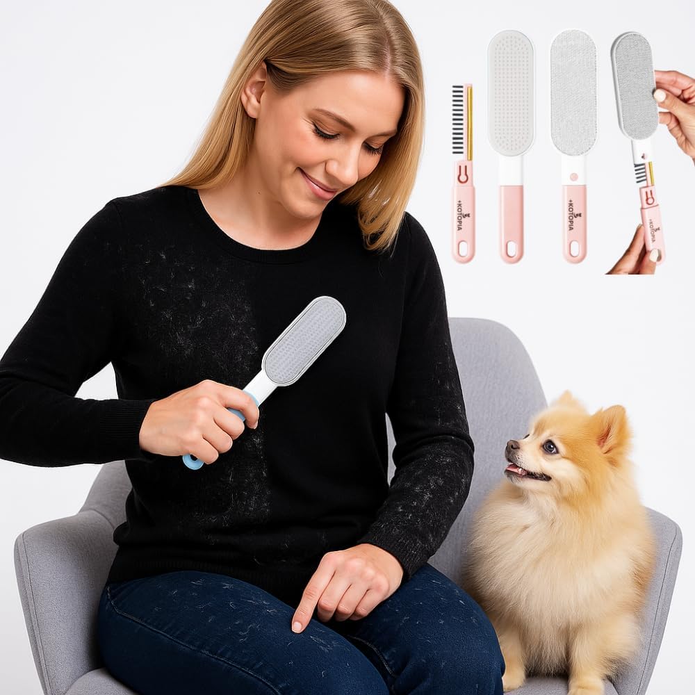 4-in-1 Pet Hair and Lint Remover Brush – Reusable Fabric and Clothing Cleaner for Pet Hair, Lint and Fur – Handheld Multi-Surface Tool for Clothes, Upholstery, Sofa and Travel Use (Sky Blue)