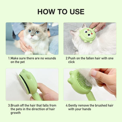 Pet Demon Brush, Cute Self Cleaning Slicker Brush for Dogs Cats Puppy Rabbit, Professional Pet Grooming Hair Removal Tool for Short & Long Hair