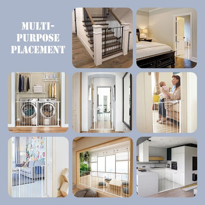 DEARBB Triple Lock Baby Gate for Stairs Doorways and House 31" to 86" Extra Wide Pressure Mounted Easy Walk Through Auto Close Safety Pet Gate White 49.21-67.32"