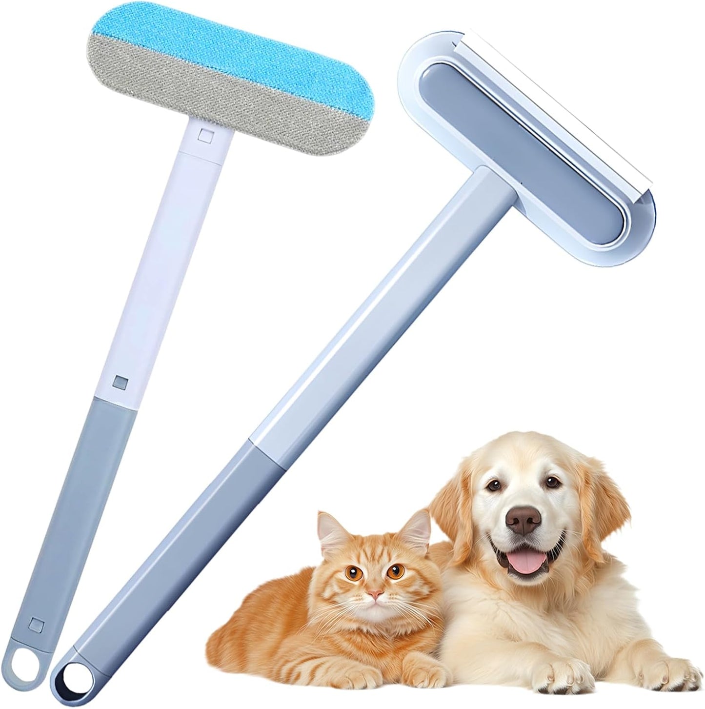 Auiepet Multifunctional Pet Hair Remover, 2025 Upgrade 4 in 1 Pet Hair Removal Tool with 17inch Long Handle, Washable Cat Hair Remover Brush for Furniture, Couch, Carpet, Clothes and Bedding (1Pcs)