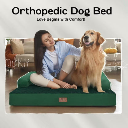 Large Dog Bed Orthopedic Washable - Beds Bolster - Medium XL XLarge Big Dogs - Memory Foam Couch Sofa - Waterproof with Removable Cover