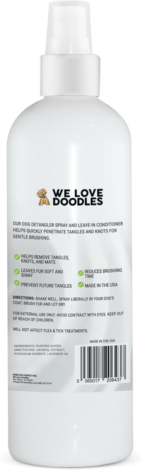 We Love Doodles Dog Detangler Spray - Leave-in Conditioner for Dogs - Dog Detangling Spray - Dematting Spray for Dogs - Tangle Remover - Made in The USA, Large 16 fl oz (Ocean Breeze)