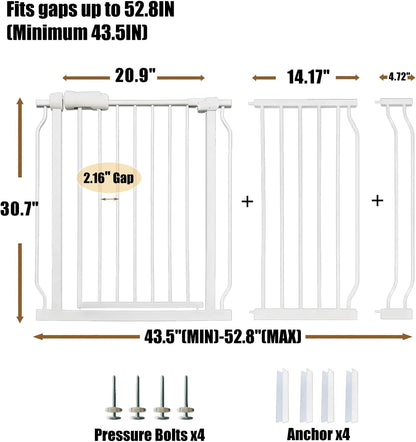 Extra Wide 76.4-81 Inch Large Baby Gates for Stairs, Doorways - No Drilling, Pressure Mounted Pet Gates for Kids & Dogs