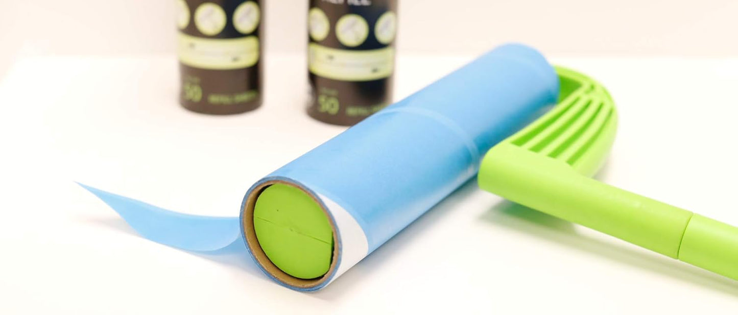 Leo 10-Inch Wide Lint Roller with Extendable Handle, Includes 1 Refill (25 Sheets), Extra Sticky for Pet Hair, Carpet & Floor Cleaning (1 Mega Roller)