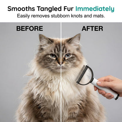 Double-Sided Pet Grooming Brush, 2026 Upgrade Shedding & Dematting Undercoat Rake for Dogs and Cats, Gentle Matt Remover Detangler Pet Grooming Tool Comb for Short Long Thick Haired (Black)