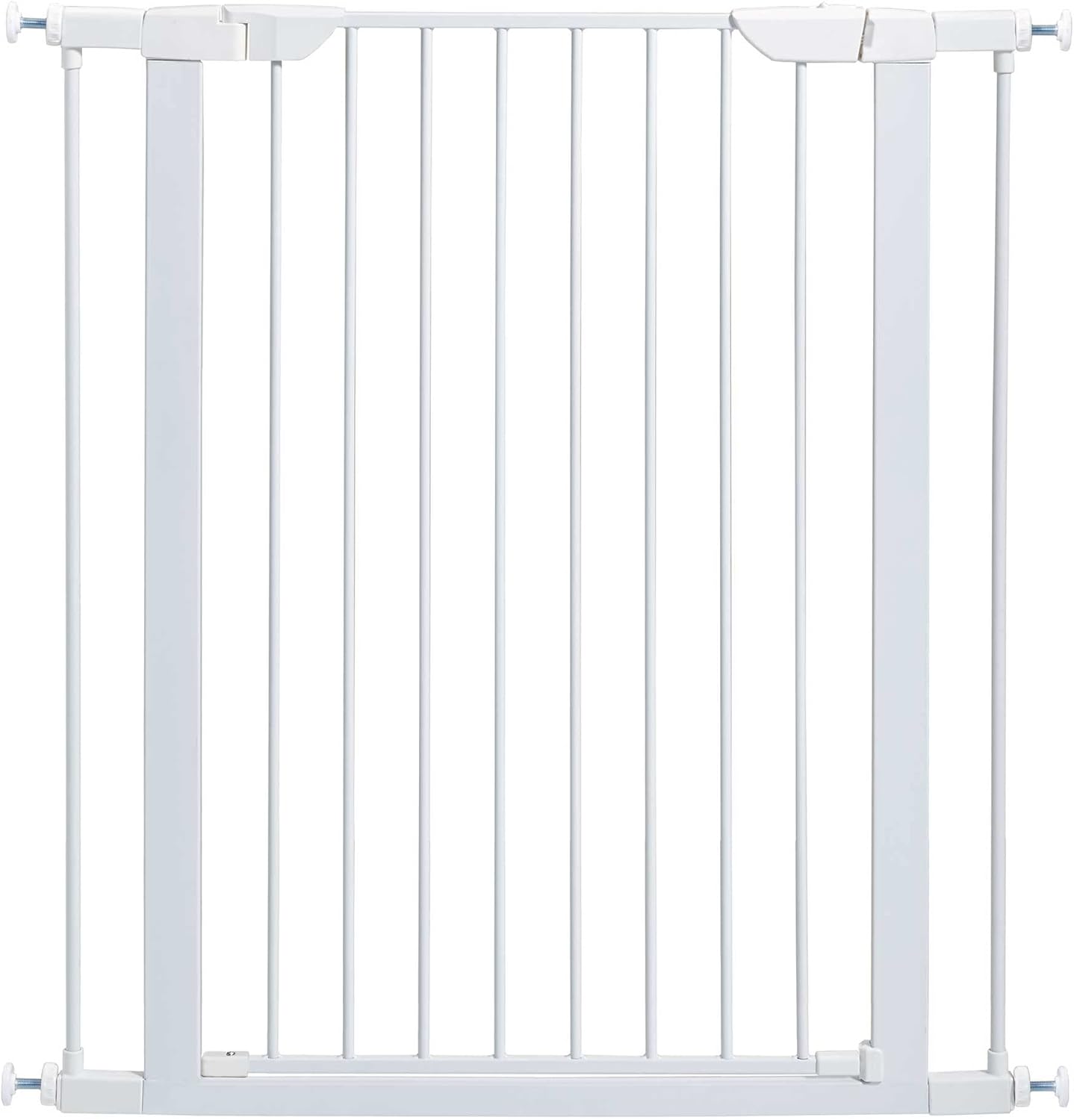 MidWest Homes for Pets 39-Inch High Walk-Thru Pressure Mounted Steel Dog Gate, Expands to 38 Inches Wide, Includes 3-inch Extensions, Textured Graphite