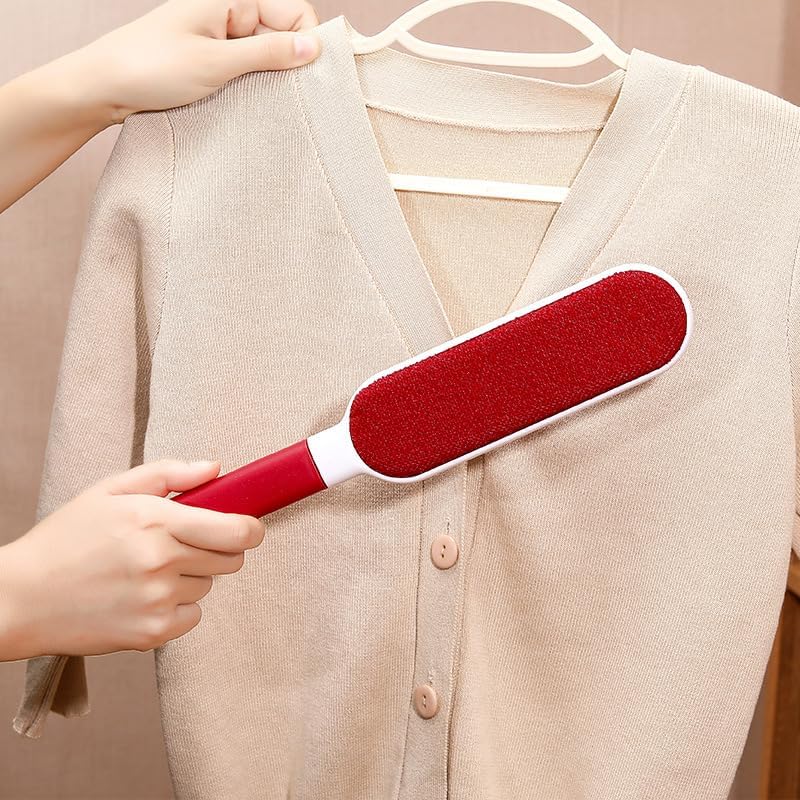 Double-Sided Self-Cleaning Lint Removers for Furniture, Clothes, Car Seats, Large Lint Remover Brush for Pet Hair, Lint, Dust, Dirt (Red)