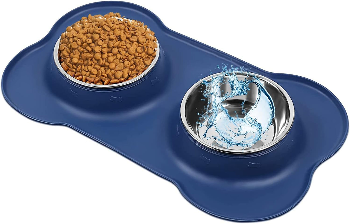 AsFrost Dog Food Bowls Stainless Steel & Water Dish with No-Spill and Non-Skid, Feeder Bowls with Dog Food Dish for Small Medium Large Size,Dogs,Cats,Puppy Pets, Black, 12oz