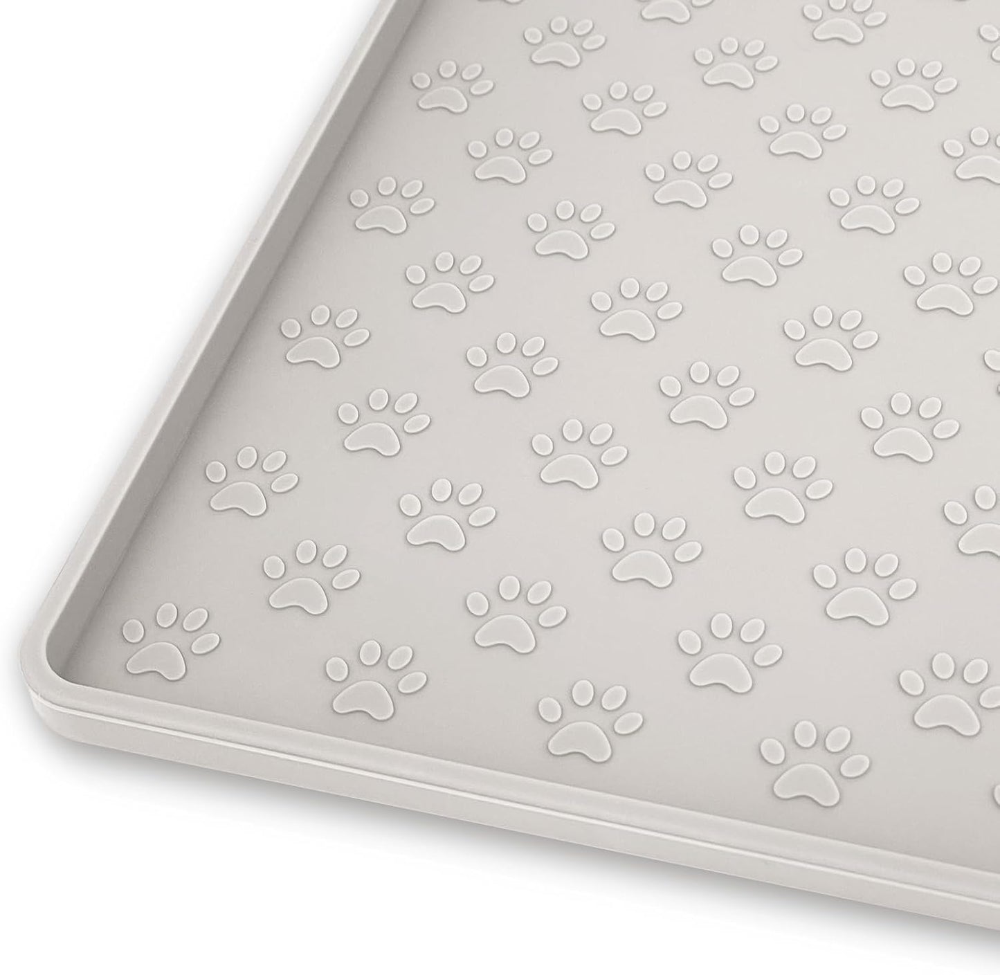 Ptlom Pet Placemat for Dog and Cat, Mat for Prevent Food and Water Overflow, Suitable for Small, Medium and Big Pet, 18" 12", Grey, Silicone