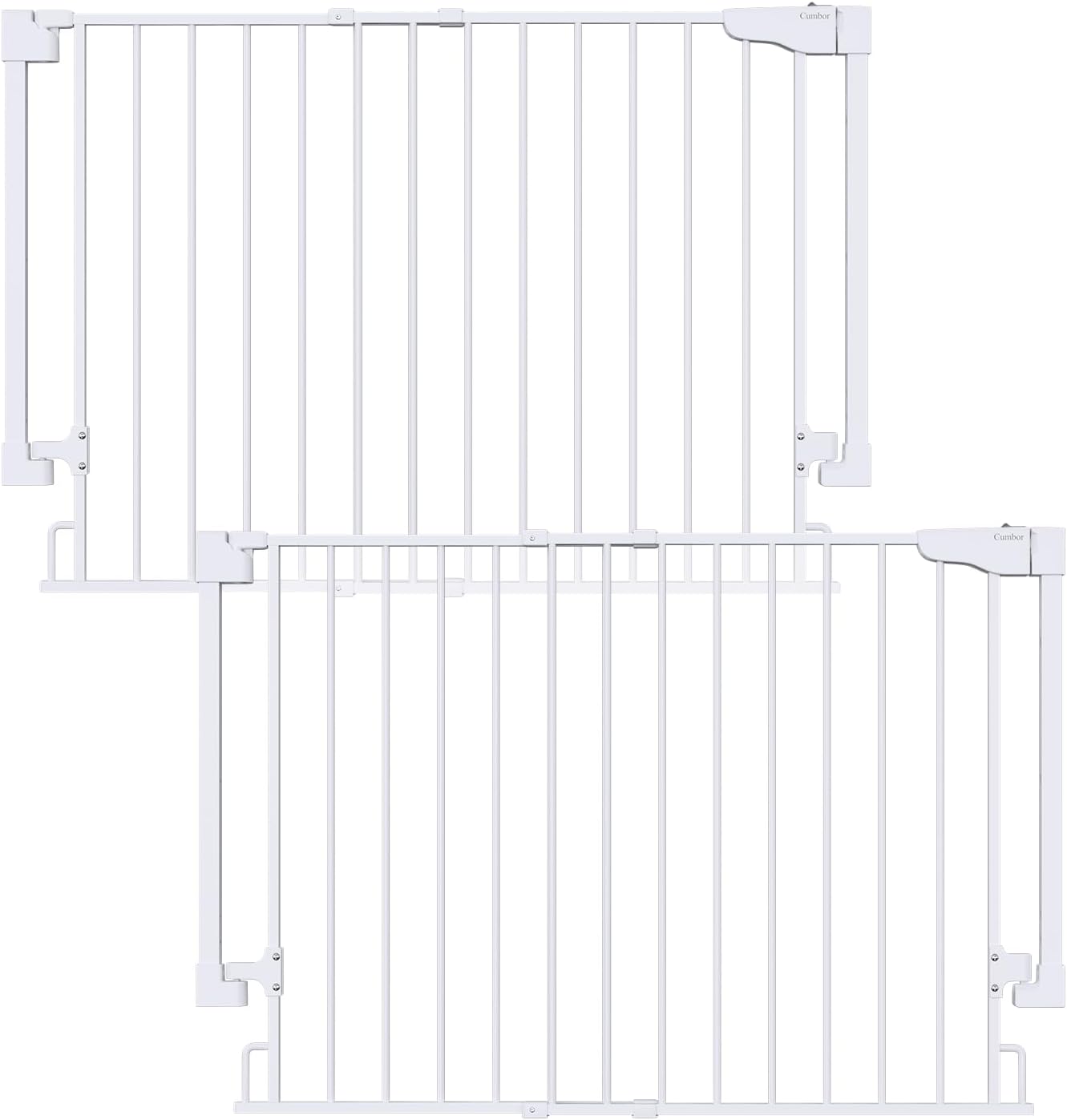 Cumbor 29.2–43" Baby Gate for Stairs, Hardware Mounted (Drill Required), Expandable No Bottom Bar Dog Gate, Auto Close Extra Wide Walk Thru, Pet & Toddler Proof Gate, Top & Bottom of Stairways(Black)