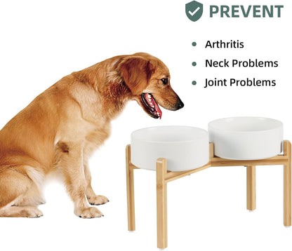 Havniva 8.3” Dog Bowls Elevated Ceramic Dog Food and Water Bowl, Raised Dog Water Bowl with Stand Non-Slip Rubber Base Large Capacity Feeding Pet Food Bowl for Large Dogs