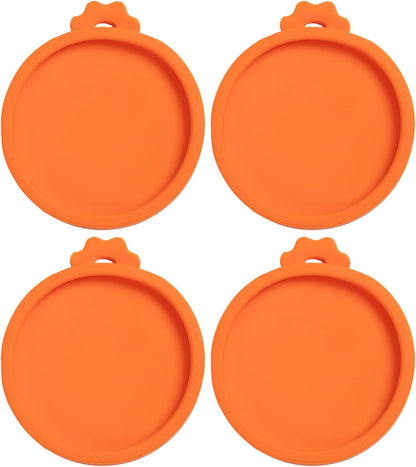 PINE & LINEN 4 Pcs 2.5inch Durable Pet Can Lids, Silicone Small Pet Can Covers Waterproof Cat Food Cans Lids for 3 oz Cat Food Cans（Yellow+Red+Pink+Blue）