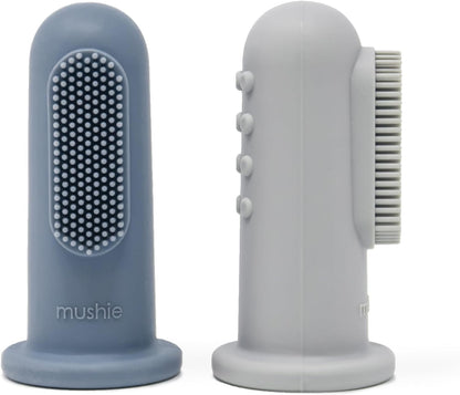 mushie Baby Finger Toothbrush (Tradewinds/Stone) 2-Pack