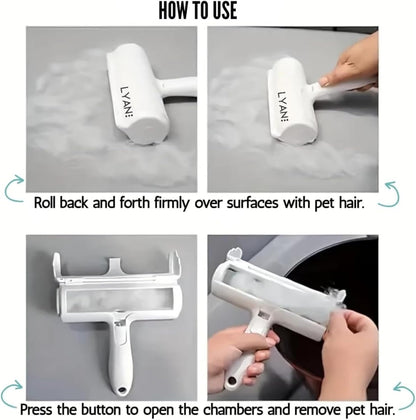 LYAN 2-Piece Pet Hair Remover Brush Set, Reusable Roller & Mini Lint Tool, No Tape or Batteries, for for Multiple Areas. Ideal for Cat & Dog Owners.