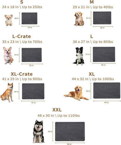 Made4Pets Dog Crate Pad Bed for Medium Large Dogs, Washable & Reversible, Anti-Slip Kennel Mat for Cozy Sleeping, Soft Fluffy Dog Bed for Indoor & Outdoor Use, 35"x23", Gray