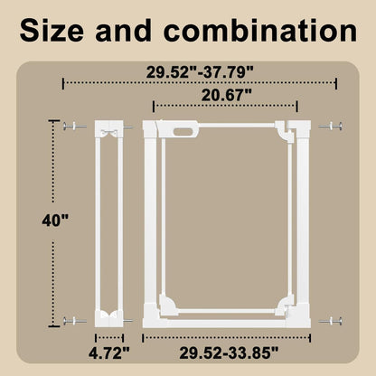 WAOWAO Clear Baby Gate for Stairs Modern Design Acrylic Auto Close Pet Gate, 29.52-37.79" Wide Safety Baby Gate for Doorways,White Clear Dog Gates Indoor, Hallways,Kitchen