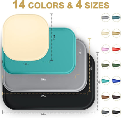 Small Silicone Pet Food Mat with Raised Edge for Food and Water Bowl, Square Dog Feeding Mats, Cat Food Trays for Floor Waterproof, Rubber Tray for Dogs and Cats, 12 x 12 x 0.7 Light Olive Green