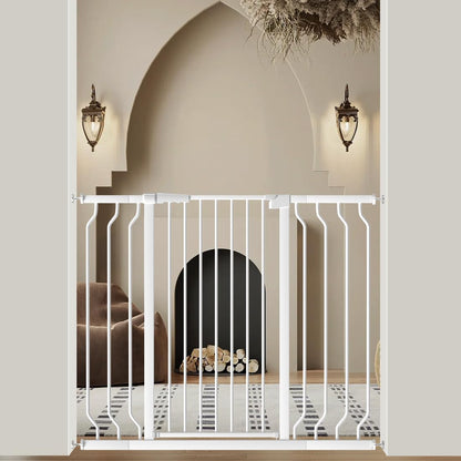 WAOWAO Extra Tall 40.55" Baby Gate 29.92-63.38" Wide Pressure Mounted Walk Through Swing Auto Close Safety White Metal Toddler Child Dog Pet for Indoor Stairs,Doorways,Kitche