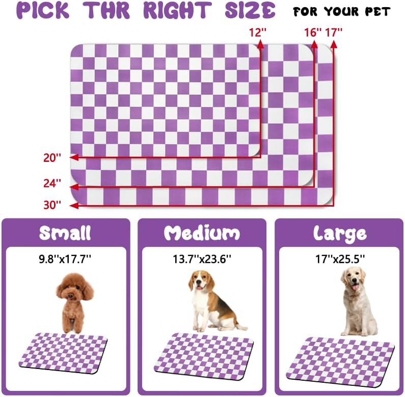Dog Food Mats for Floors Waterproof, Pet Water Bowl Mats Pet Feeding Absorbent Placemats Plaid 12 * 20 inch