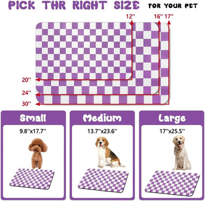 Dog Food Mats for Floors Waterproof, Pet Water Bowl Mats Pet Feeding Absorbent Placemats Plaid 12 * 20 inch