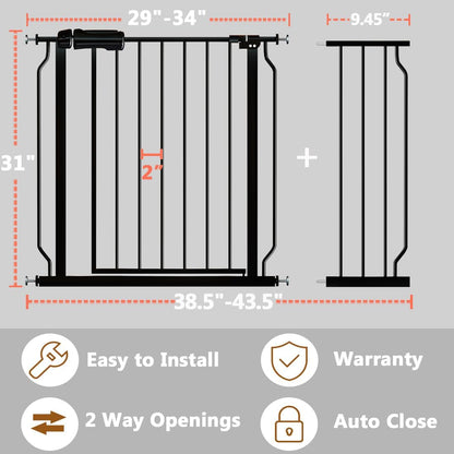 Fairy Baby Extra Wide Baby Gate Black 57.5-62 Inch Wide, Walk Through Pressure Mounted No Drill for Doorways, Long and Large Tension Dog Gates for Pet and Kids