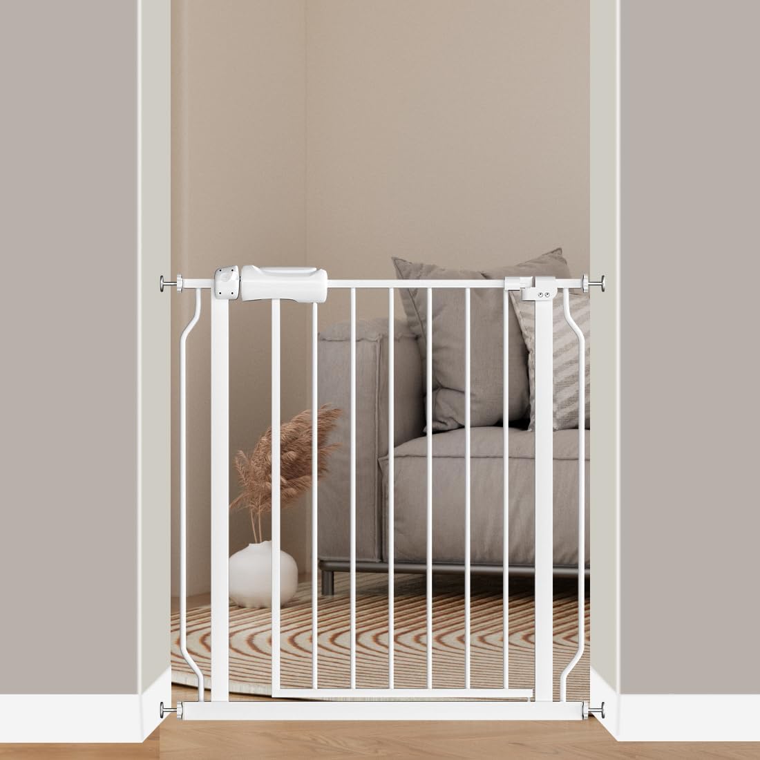 Fairy Baby Extra Wide Baby Gate for Dogs Pressure Monuted Safety Gate for Living Room, Fits 62 Inch to 67 Inch with No Drill Auto Close Dog Gate for Doorways, White